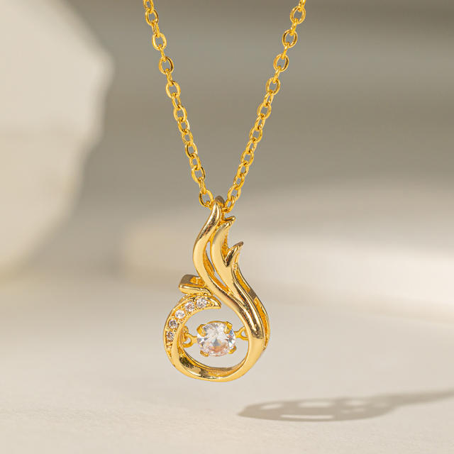 Cute animal series kitty dolphin swan diamond pendant stainless steel chain necklace collection