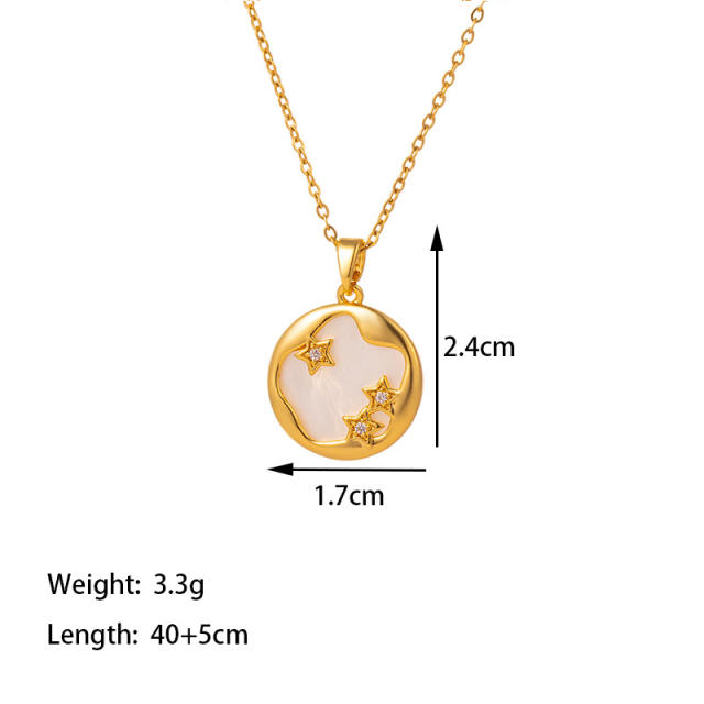 Dainty mother shell pendant stainless steel necklace collection