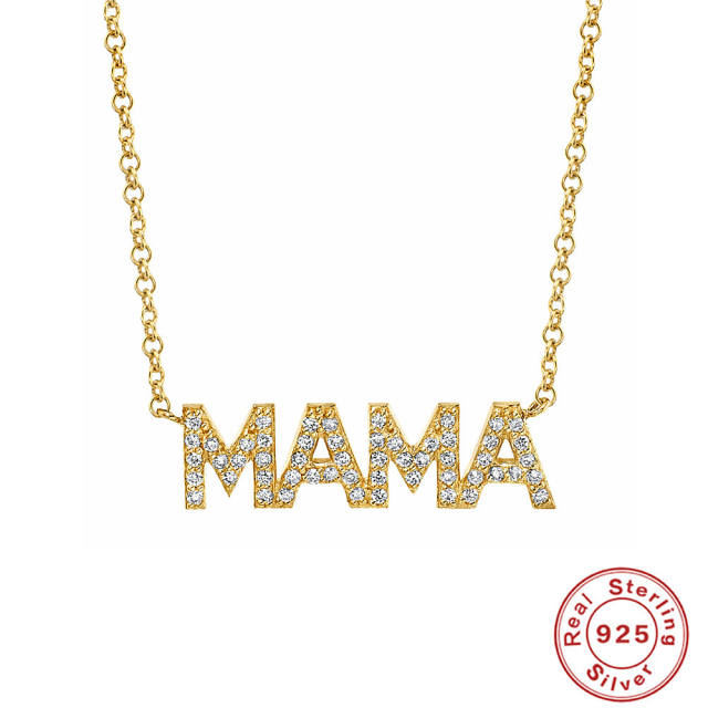 925 sterling silver diamond mama letter mother's day gift necklace