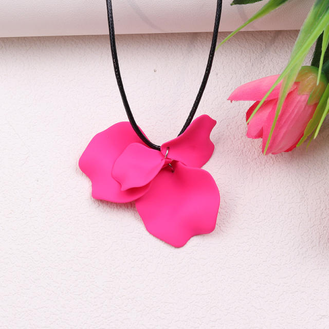 Boho colorful petal flower wax rope necklace
