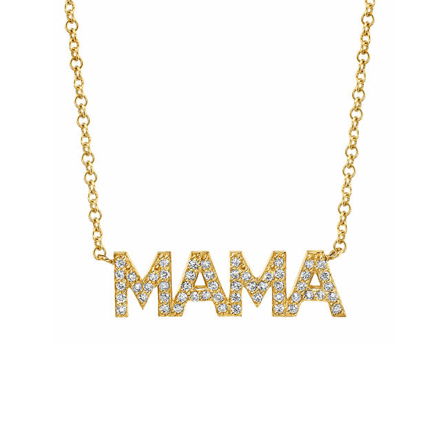 925 sterling silver diamond mama letter mother's day gift necklace