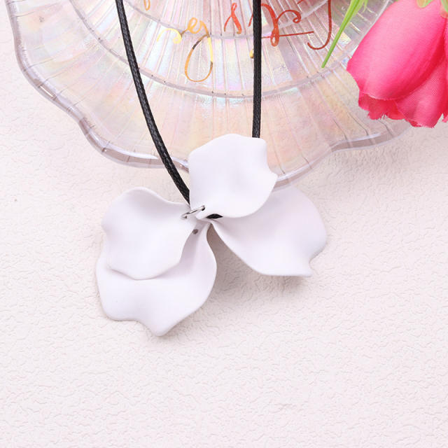 Boho colorful petal flower wax rope necklace