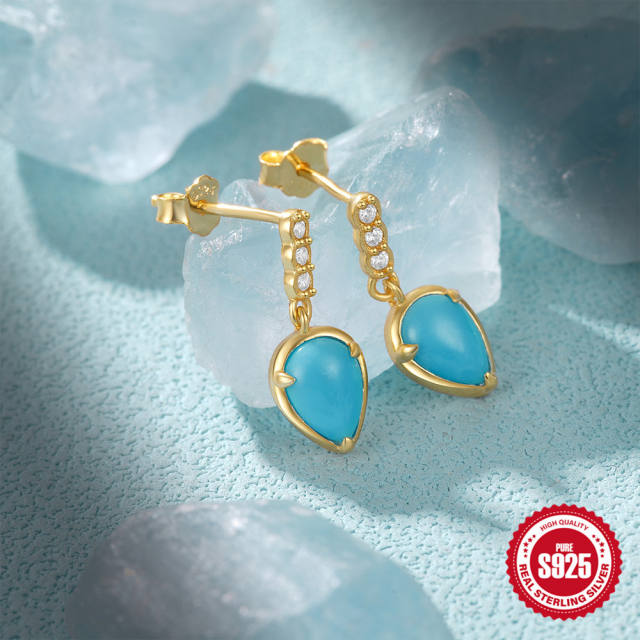 925 sterling silver turquoise bead statement earrings collection