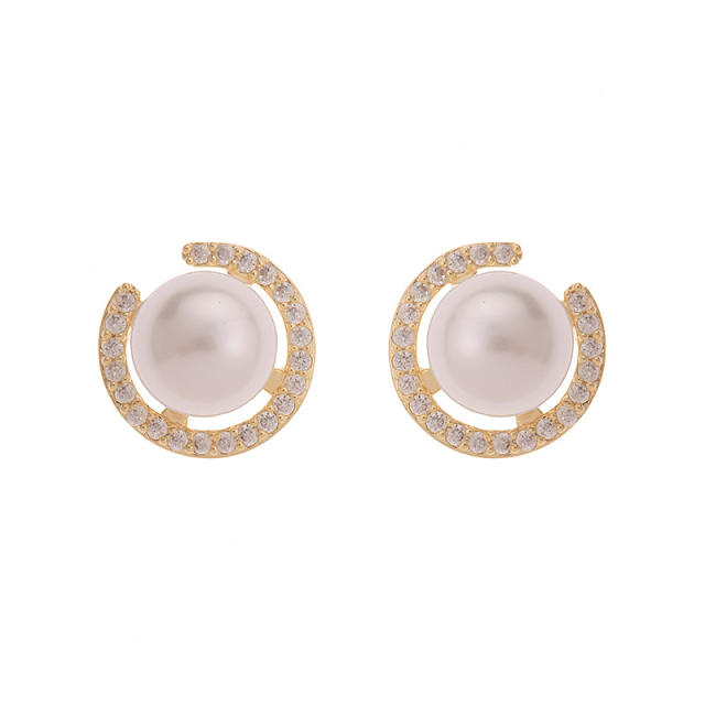 Chic easy match white pearl studs earrings clip on earrings