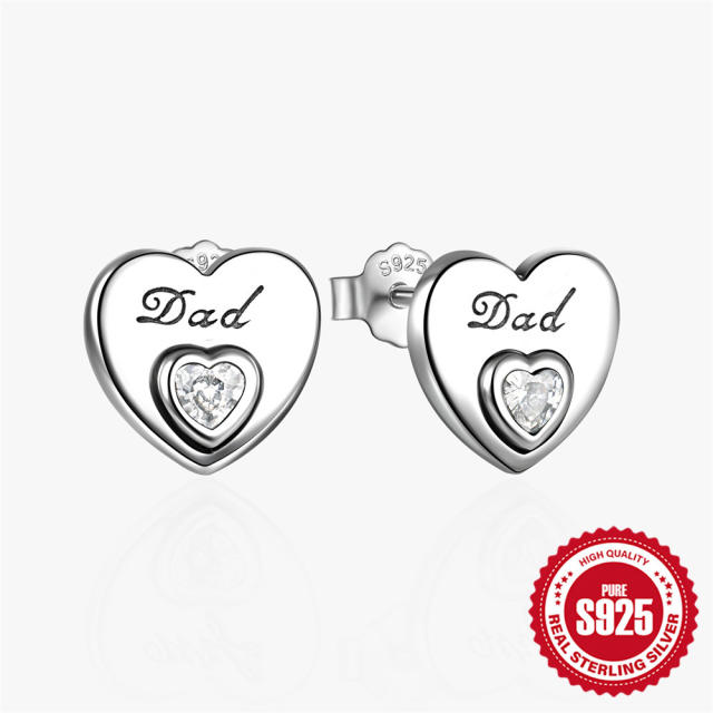 925 sterling silver mother's day gift heart studs earrings collection