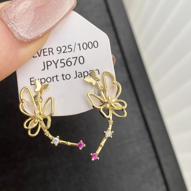 Unique gold color hollow butterfly women earrings clip on earrings