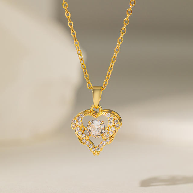 Delicate diamond gold plated copper pendant stainless steel chain necklace collection