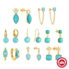 925 sterling silver turquoise bead statement earrings collection