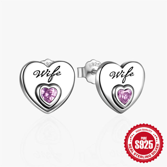 925 sterling silver mother's day gift heart studs earrings collection