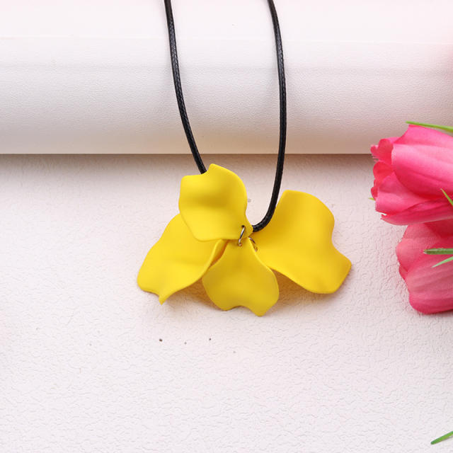 Boho colorful petal flower wax rope necklace