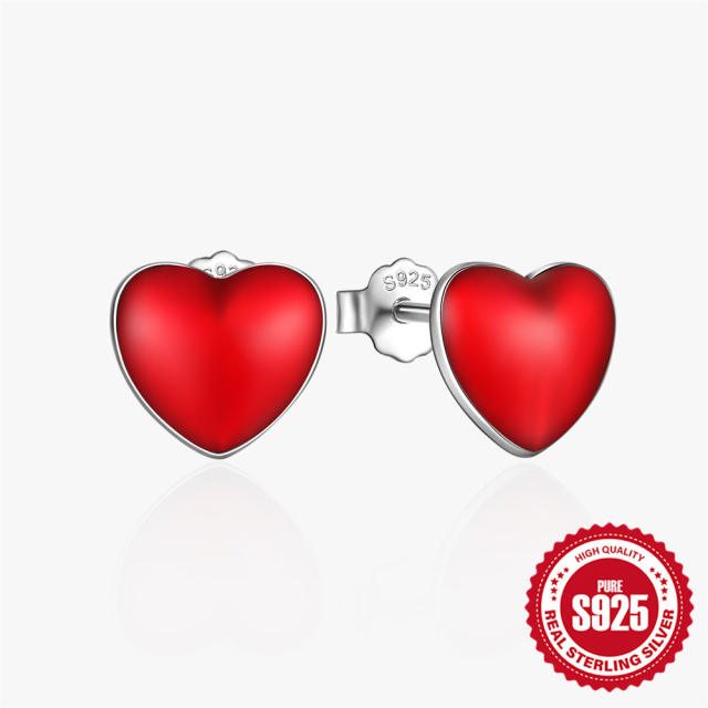 925 sterling silver vintage heart shape women studs earrings collection
