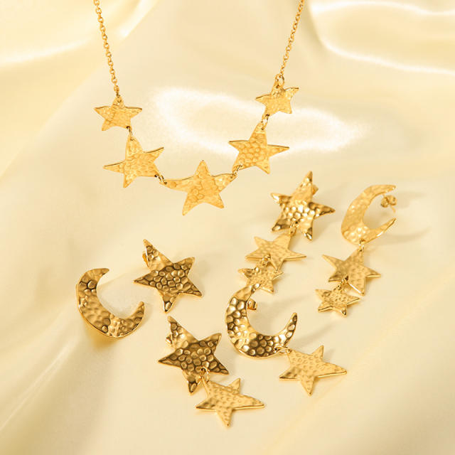 18KG Unique star moon series stainless steel necklace collection