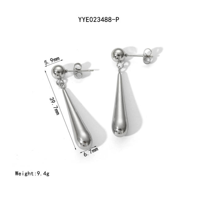 18KG waterdrop shape stainless steel earrings collection