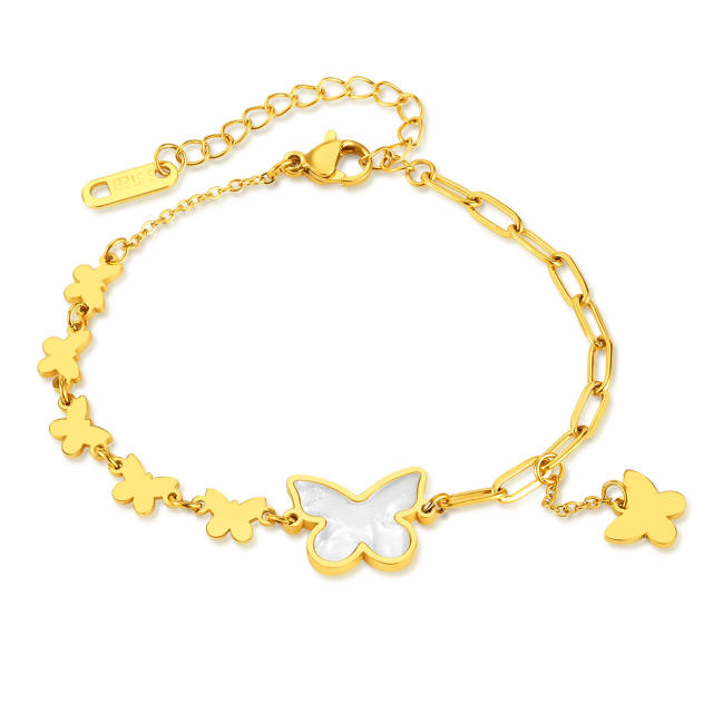 Hot sale mother shell butterfly stainless steel bracelet