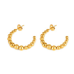 Personality beaded open hoop stainless steel earrings
