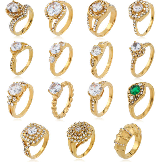 Easy match diamond stainless steel rings collection