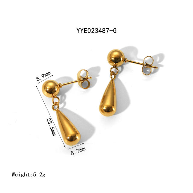 18KG waterdrop shape stainless steel earrings collection