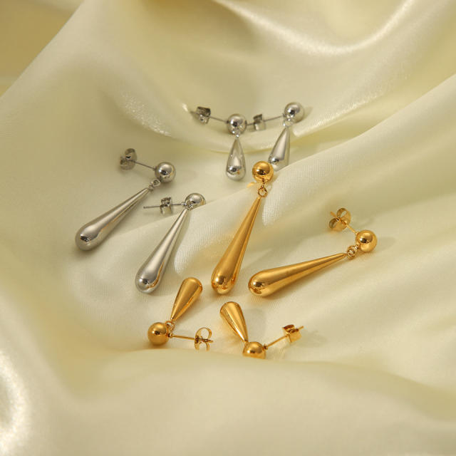 18KG waterdrop shape stainless steel earrings collection