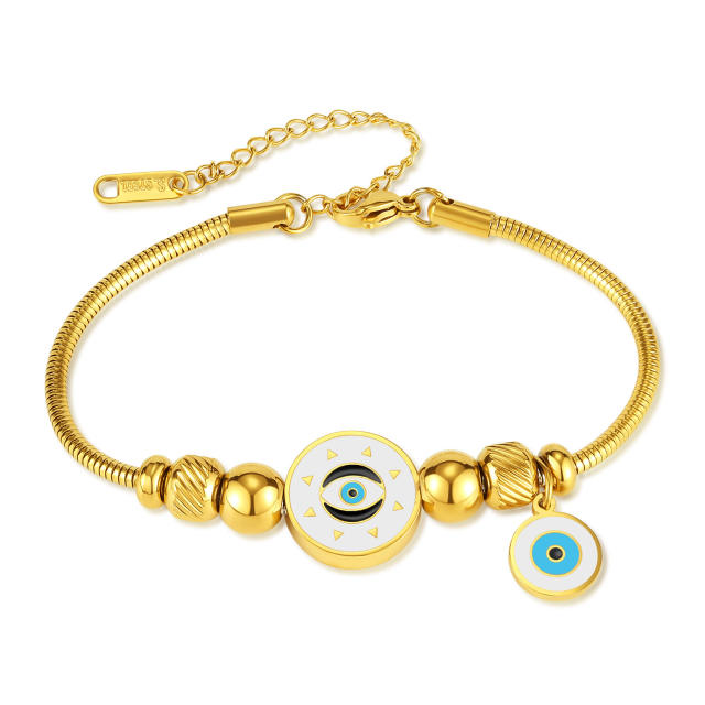 Boho round shape evil eye stainless steel bracelet