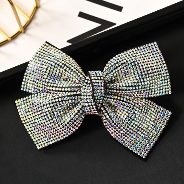 Luxury full diamond colorful bow french barrette hair clips