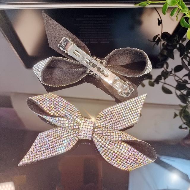 Super shiny full diamond bow french barrette hair clips