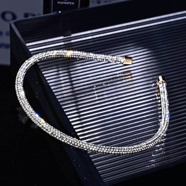 Spring summer colorful diamond pave setting thin headband diamond headband