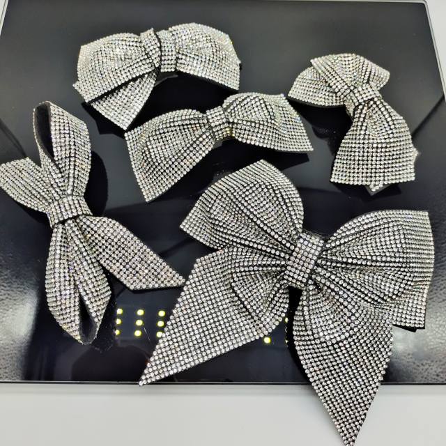 Super shiny full diamond bow french barrette hair clips collection