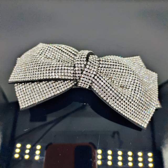 Super shiny full diamond bow french barrette hair clips collection