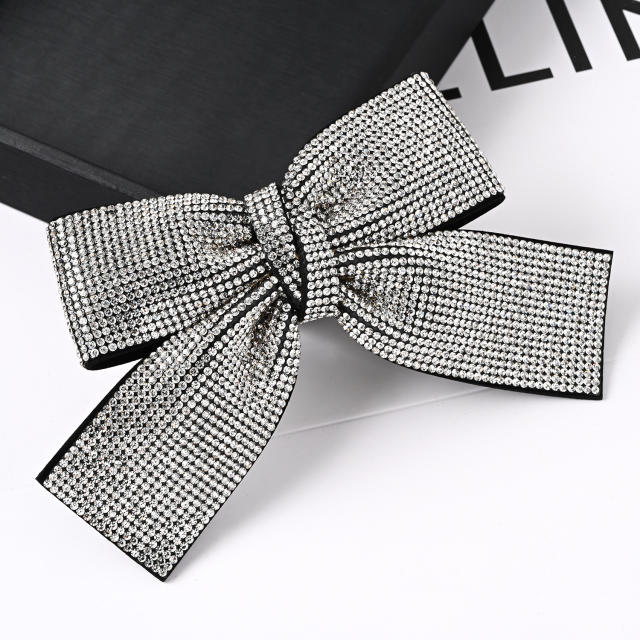 Luxury full diamond bow french barrette hair clips