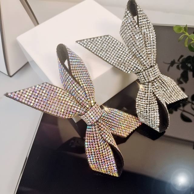 Super shiny full diamond bow french barrette hair clips