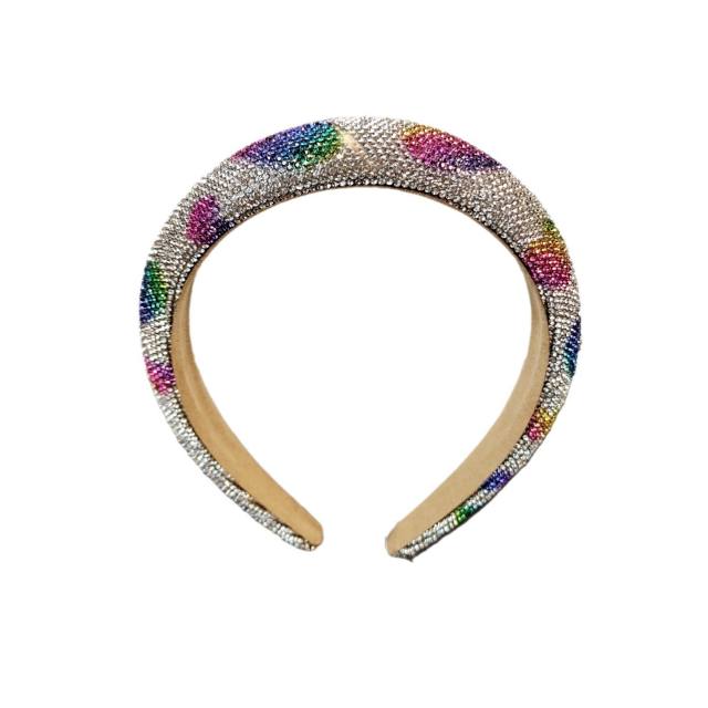 Spring summer heart shape full diamond colorful padded headband