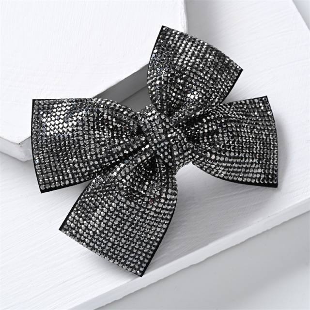 Luxury full diamond colorful bow french barrette hair clips