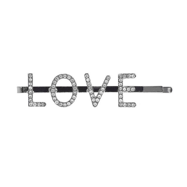 Popular black color diamond letter fashion bobby pins