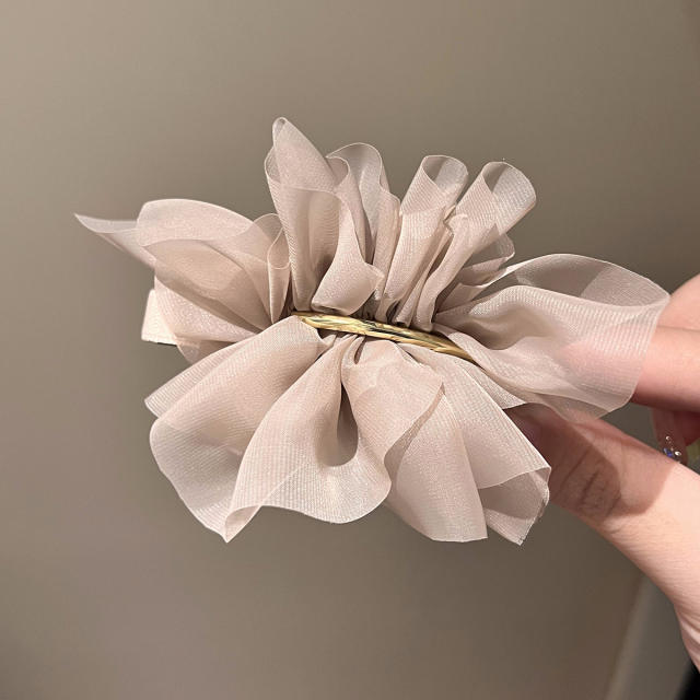 Elegant plain color chiffon flower french barrette hair clips