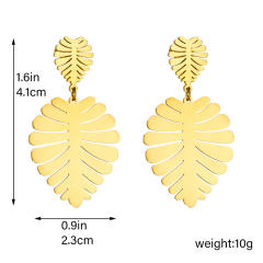 Creative Palm leaves stainless steel dangle earrings