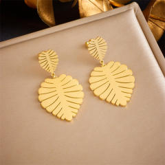 Creative Palm leaves stainless steel dangle earrings