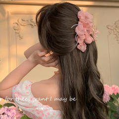 INS summer fabric flower women hair claw clips