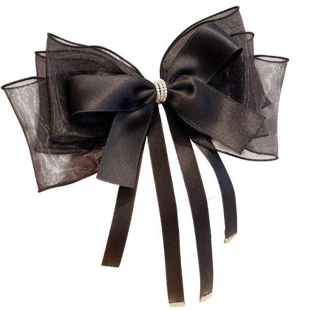 Oversized layer bow french barrette hair clips