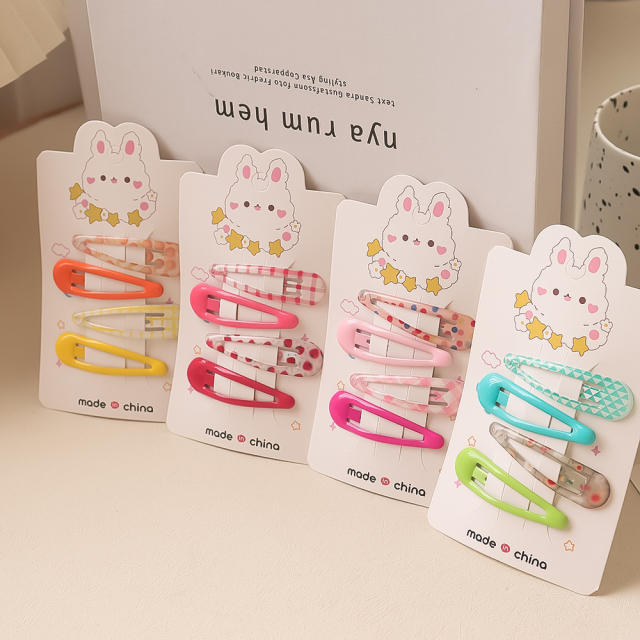 Sweet cute rabbit snap hair clips set for kids