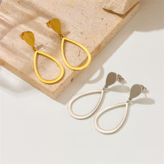 Simple hollow out drop shape stainless steel earrings