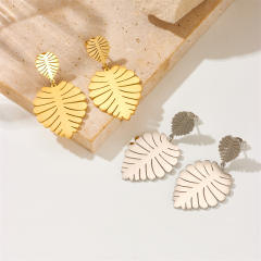 Creative Palm leaves stainless steel dangle earrings