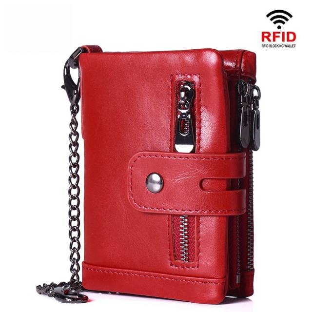 RFID Genuine Leather with chain wallet for men