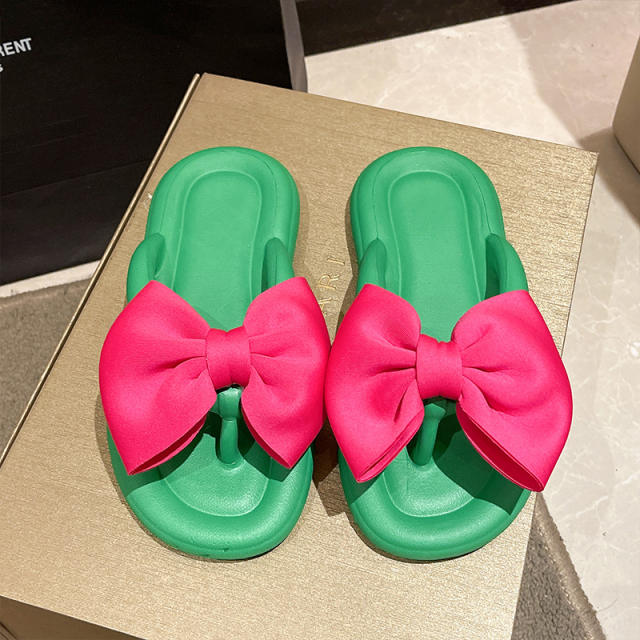 Spring summer cute bow candy color EVA material slippers