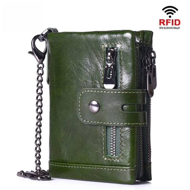 RFID Genuine Leather with chain wallet for men