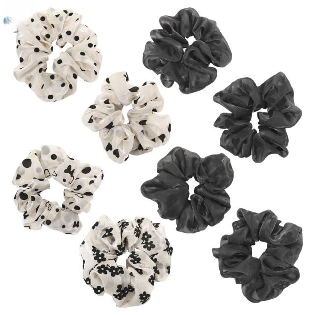 Korean fashion summer black white scrunchies