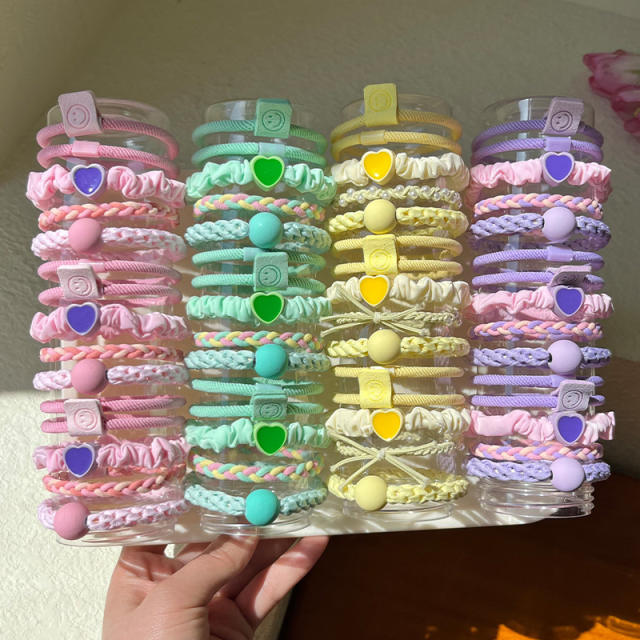 15PCS set colorful high elastic hair ties set for kids