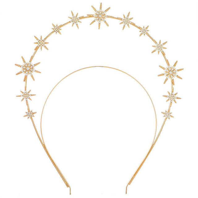 Boho gold color moon star headband earrings collection