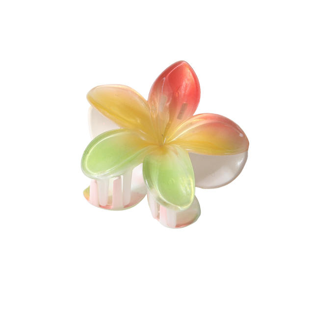 8CM Gorgeous colorful plumeria flower large size hair claw clips for women