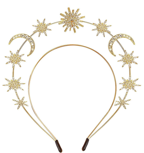 Boho gold color moon star headband earrings collection
