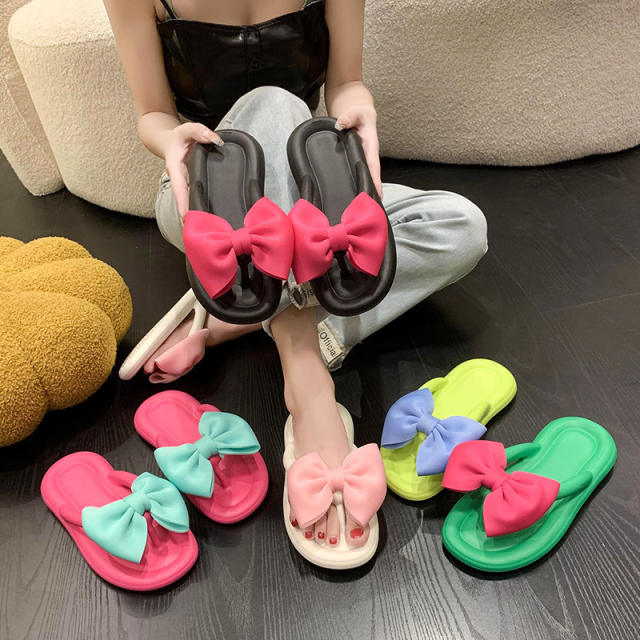 Spring summer cute bow candy color EVA material slippers